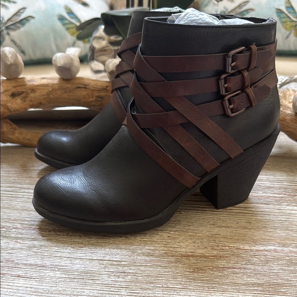 Women's Black and Brown Ankle Boots